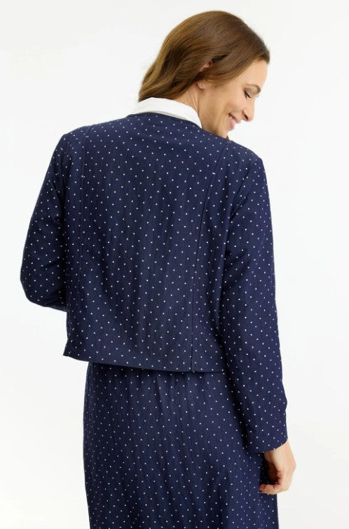 IN Front women Donna Jacket med broderi i blå