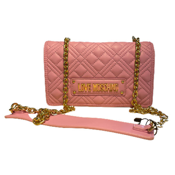 Love Moschino rosa og guld quilted skuldertaske
