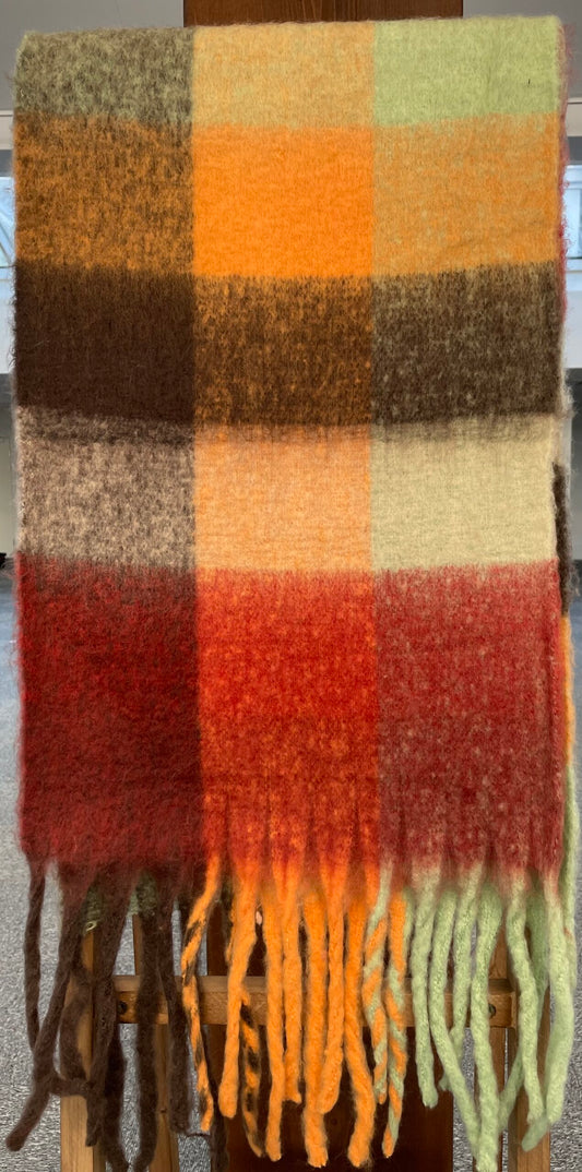 Aura halstørklæde orange/brun/rød mix