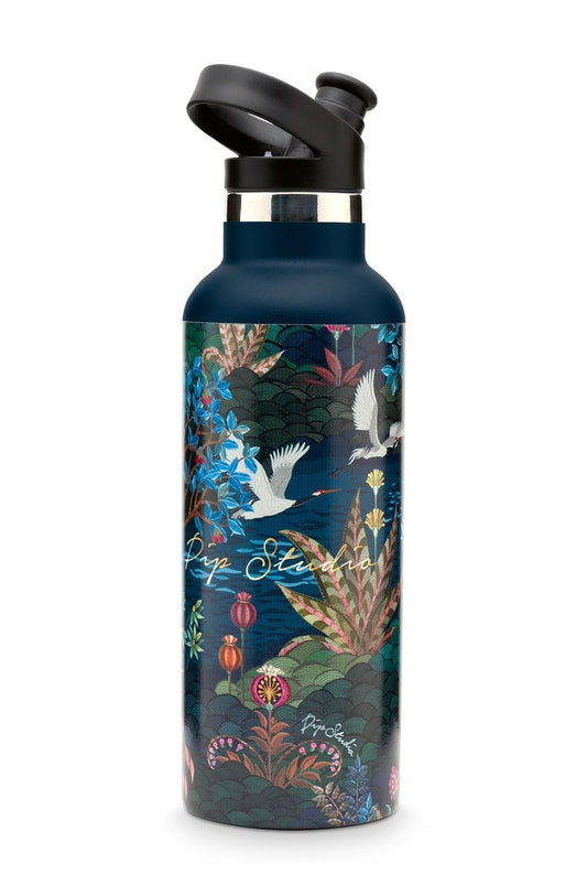 Pip studio vandflaske garden dark blue 600 ml.