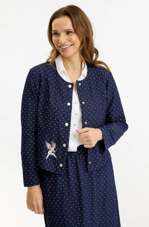 IN Front women Donna Jacket med broderi i blå