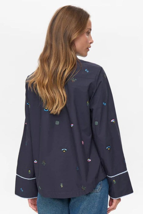 Nümph Nuchiro boxy shirt mørkeblå