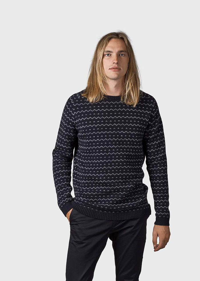 Klitmøller Collective Sweater, Jesper sort/lys grå