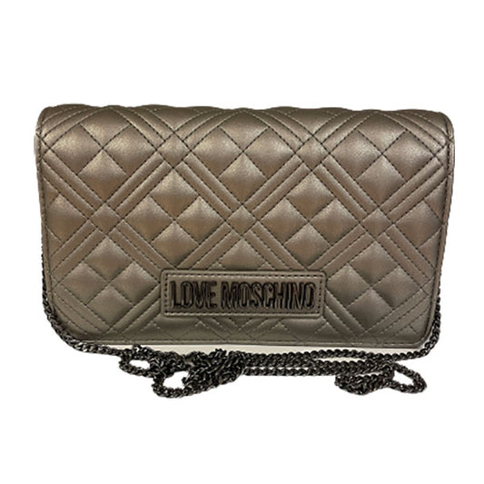 Love Moschino sølvgrå læderhåndtaske