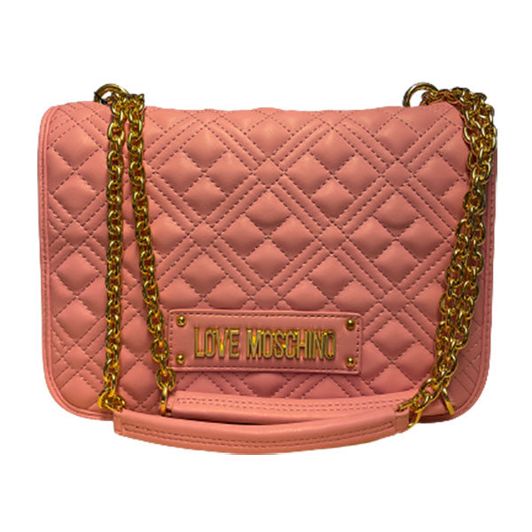 Love Moschino pink og guld quilted lædertaske